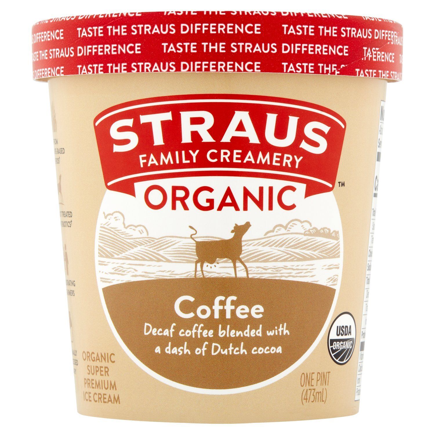 Straus Family Creamery Coffee Organic Super Premium Ice Cream, 1 pint