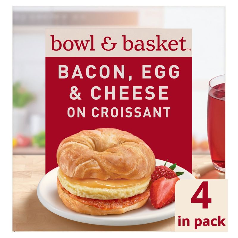 Bowl &amp; Basket Bacon, Egg &amp; Cheese on Croissant Sandwiches, 3.64 oz, 4 count