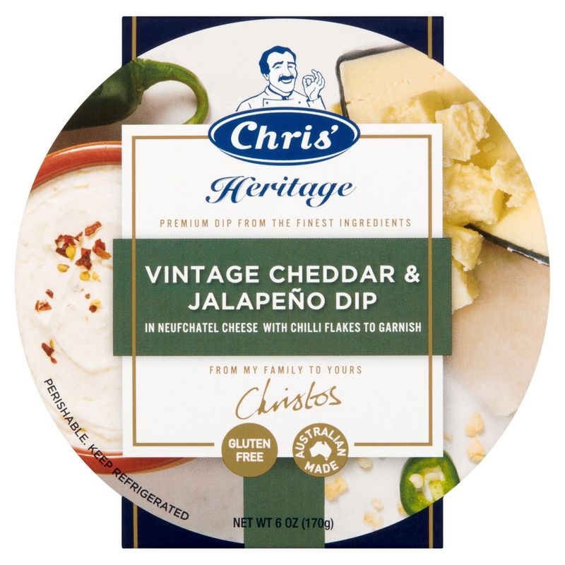 Chris&#39; Heritage Vintage Cheddar &amp; Jalapeño Dip, 6 oz