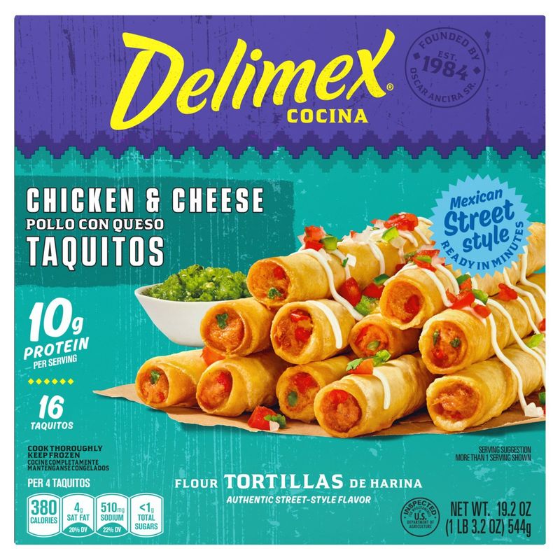 Delimex Chicken &amp; Cheese Taquitos, 16 count, 19.2 oz