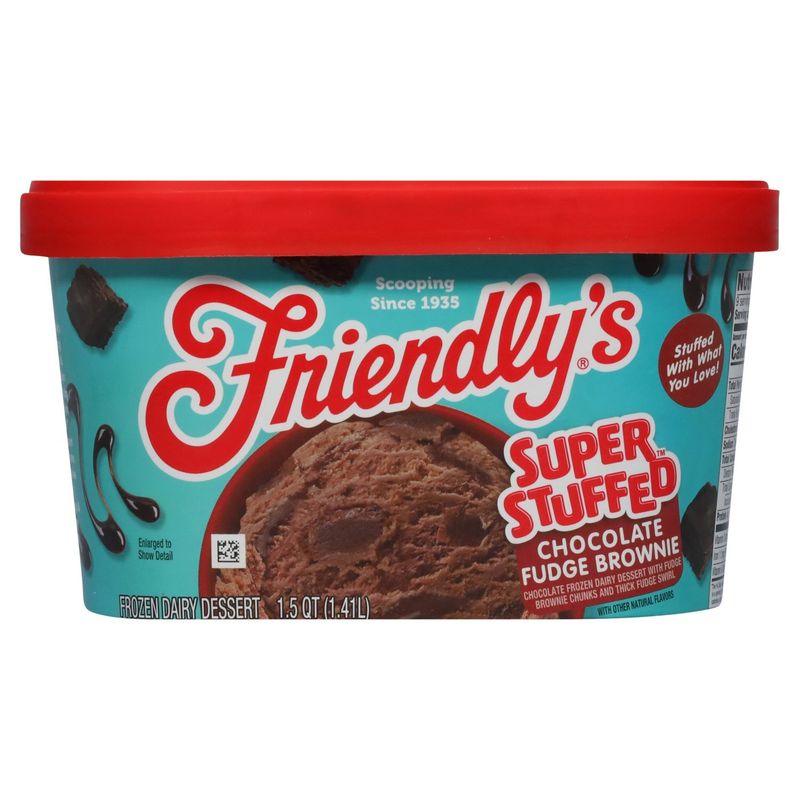 Friendly&#39;s Super Stuffed Chocolate Fudge Brownie Frozen Dairy Dessert, 1.5 qt