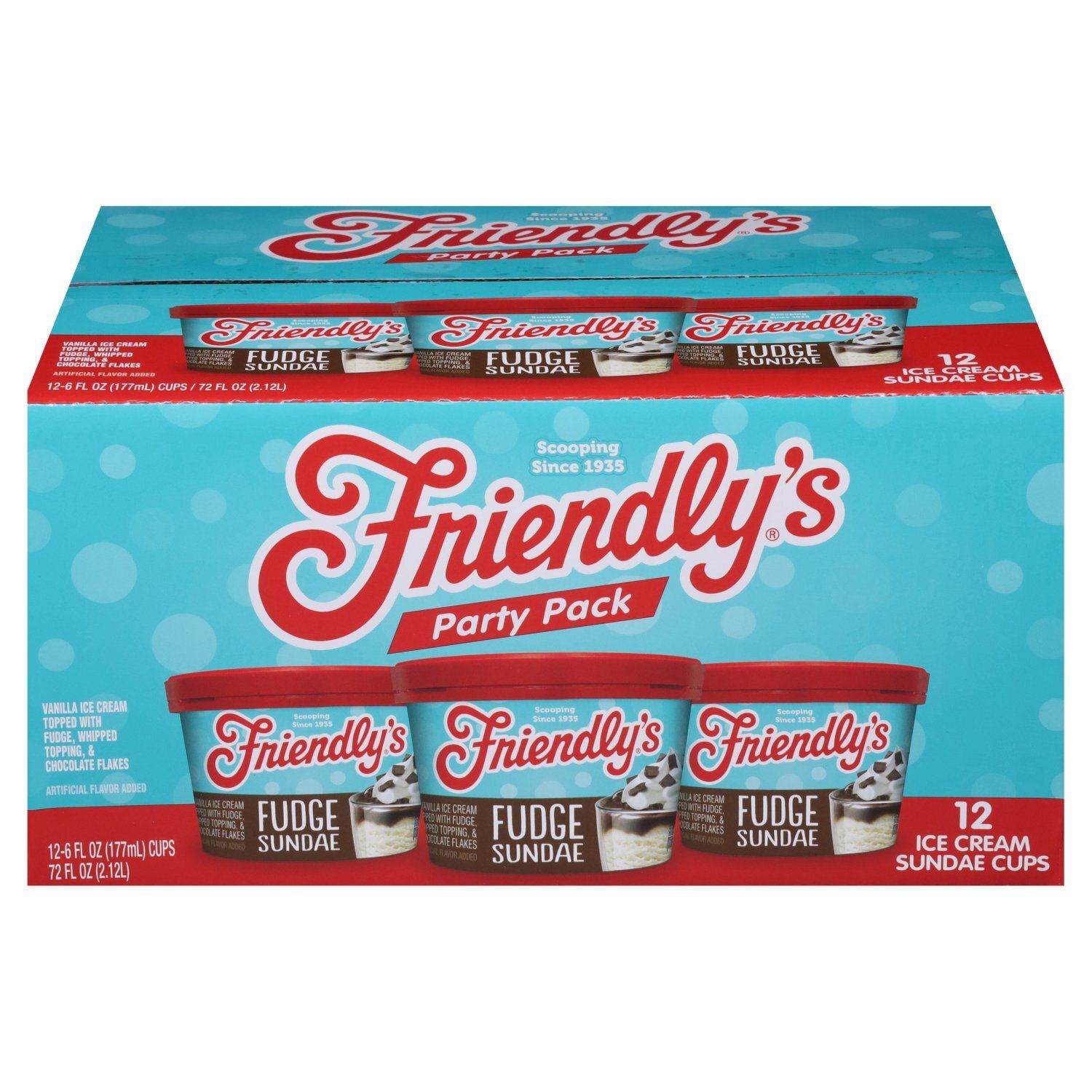 Friendly&#39;s Fudge Ice Cream Sundae Cups Party Pack, 6 fl oz, 12 count