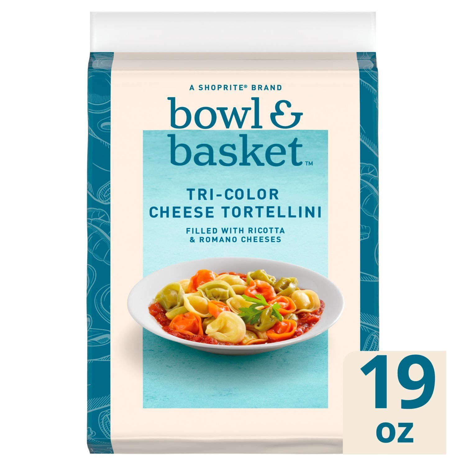 Bowl &amp; Basket Tri-Color Cheese Tortellini Pasta, 19 oz