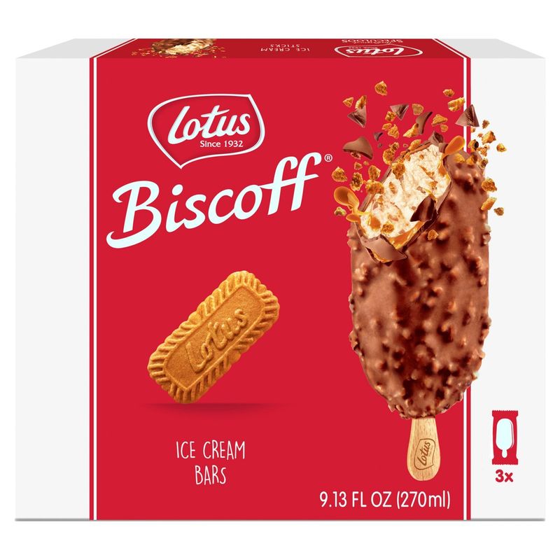 Lotus Biscoff Cookie &amp; Cookie Butter Ice Cream Bars, 3 count, 9.13 fl oz