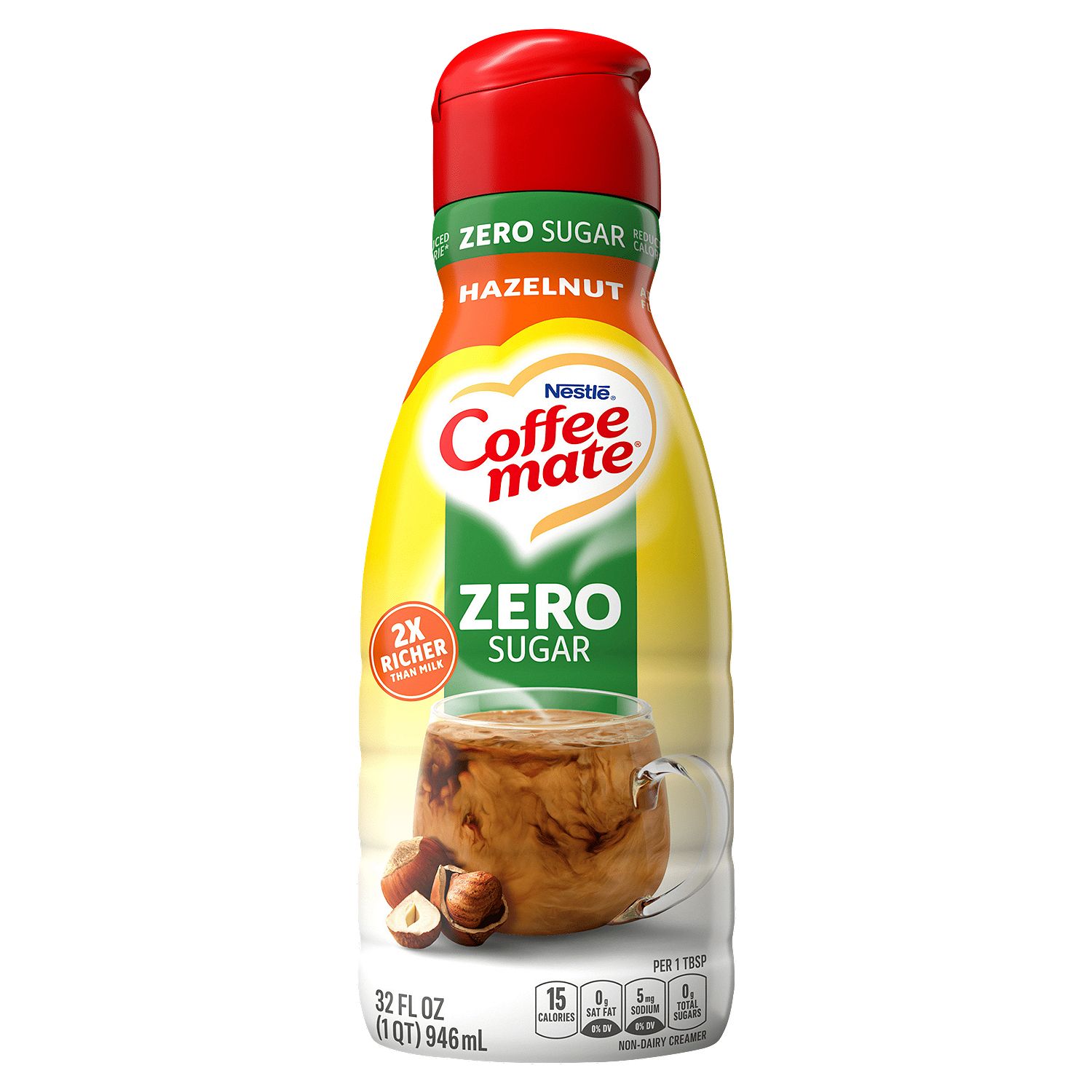 Nestlé Coffee Mate Zero Sugar Hazelnut Non-Dairy Creamer, 32 fl oz