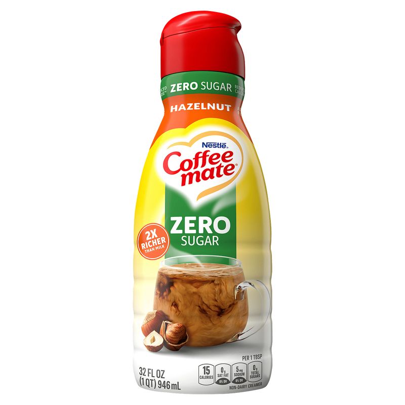 Nestlé Coffee Mate Zero Sugar Hazelnut Non-Dairy Creamer, 32 fl oz