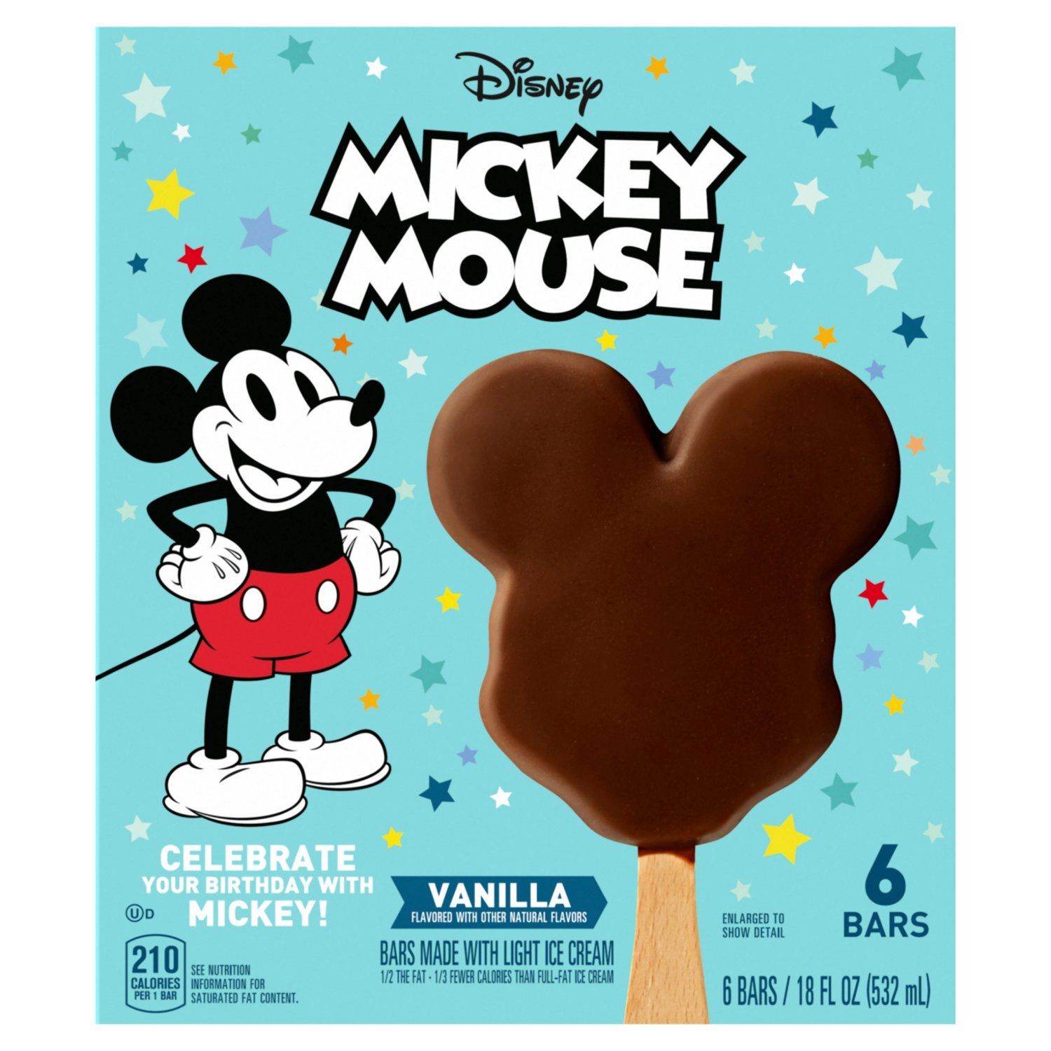 Disney Mickey Mouse Vanilla Light Ice Cream Bars, 6 count, 18 fl oz
