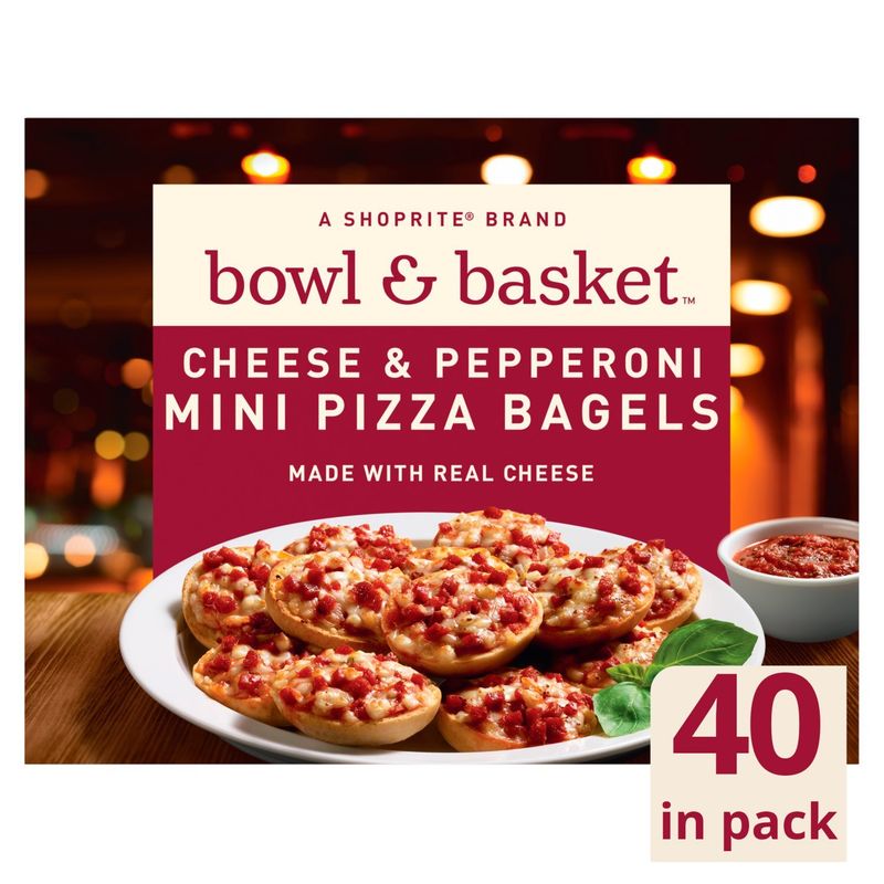 Bowl &amp; Basket Cheese &amp; Pepperoni Mini Pizza Bagels, 40 count, 31.1 oz