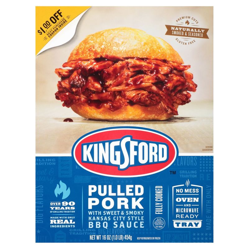 Kingsford Pulled Pork with Sweet &amp; Smoky Kansas City Style BBQ Sauce, 16 oz