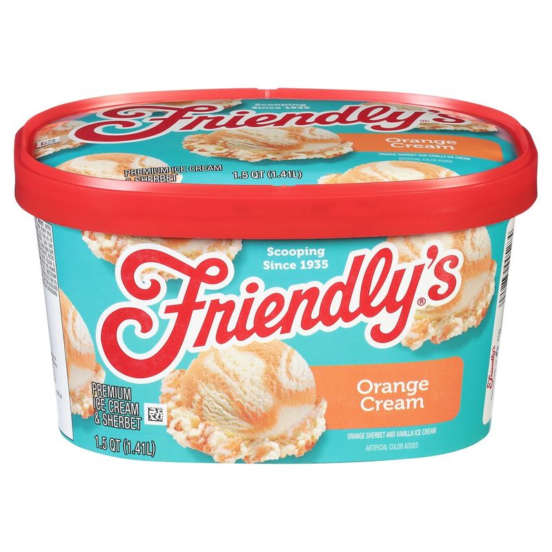 Friendly&#39;s Orange Cream Premium Ice Cream &amp; Sherbet, 1.5 qt