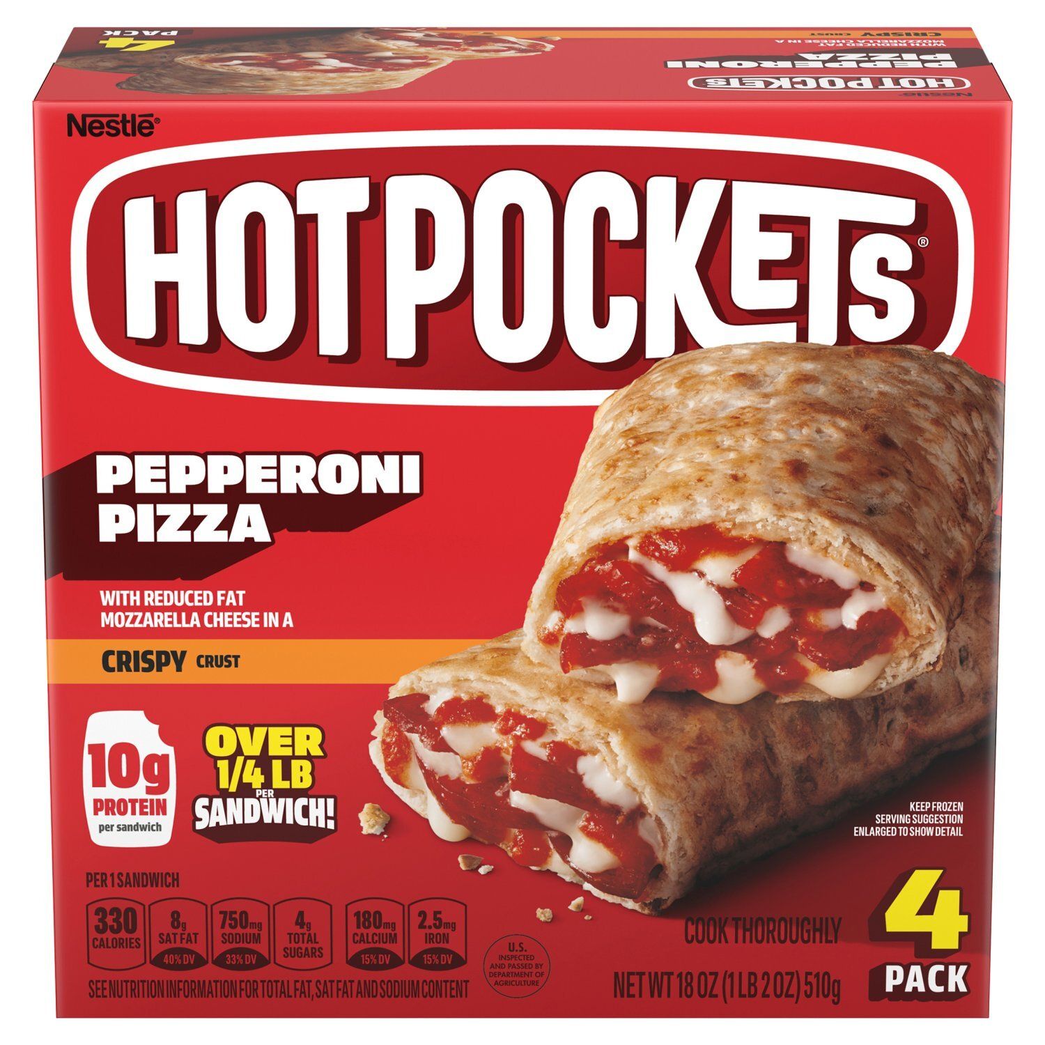 Hot Pockets Pepperoni Pizza Crispy Crust Sandwiches, 4 count, 18 oz