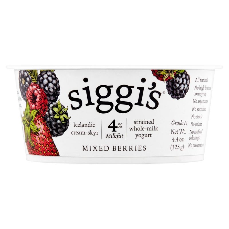 Siggi&#39;s Mixed Berries Strained Whole-Milk Yogurt, 4.4 oz