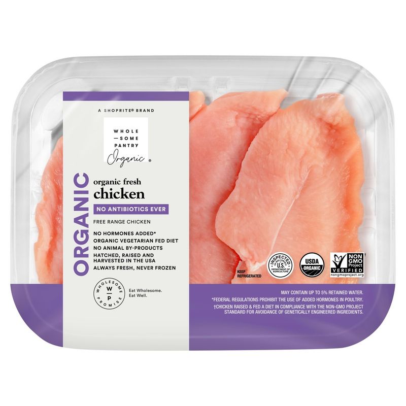 Wholesome Pantry Organic Fresh Chicken Thin Sliced/Boneless Skinless Breasts with Rib Meat