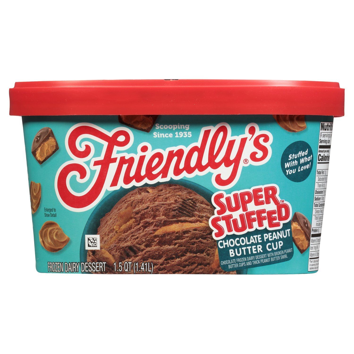 Friendly&#39;s Super Stuffed Chocolate Peanut Butter Cup Frozen Dairy Dessert, 1.5 qt