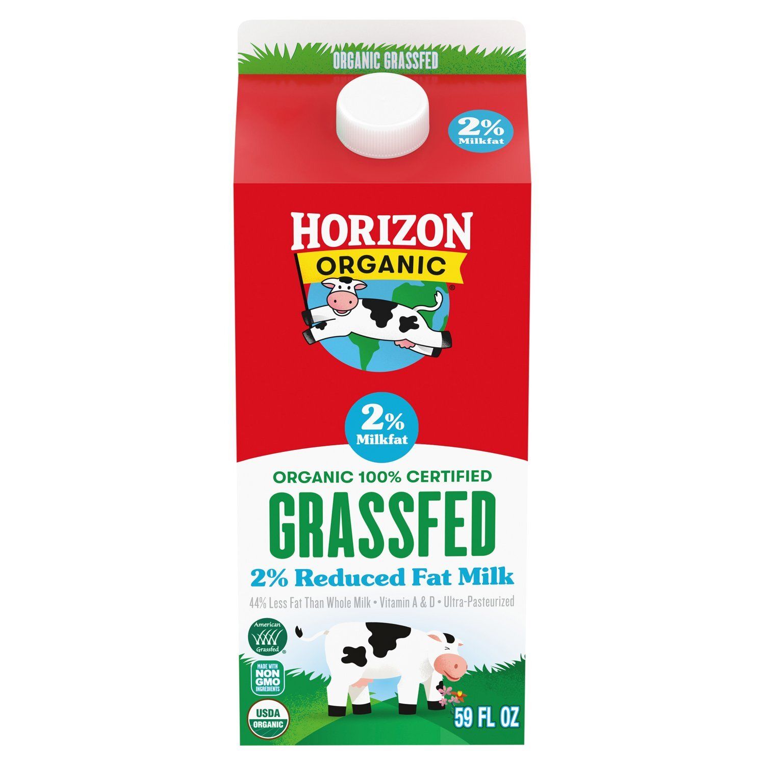 Horizon Organic Grassfed 2% Reduced Fat Milk, 59 fl oz