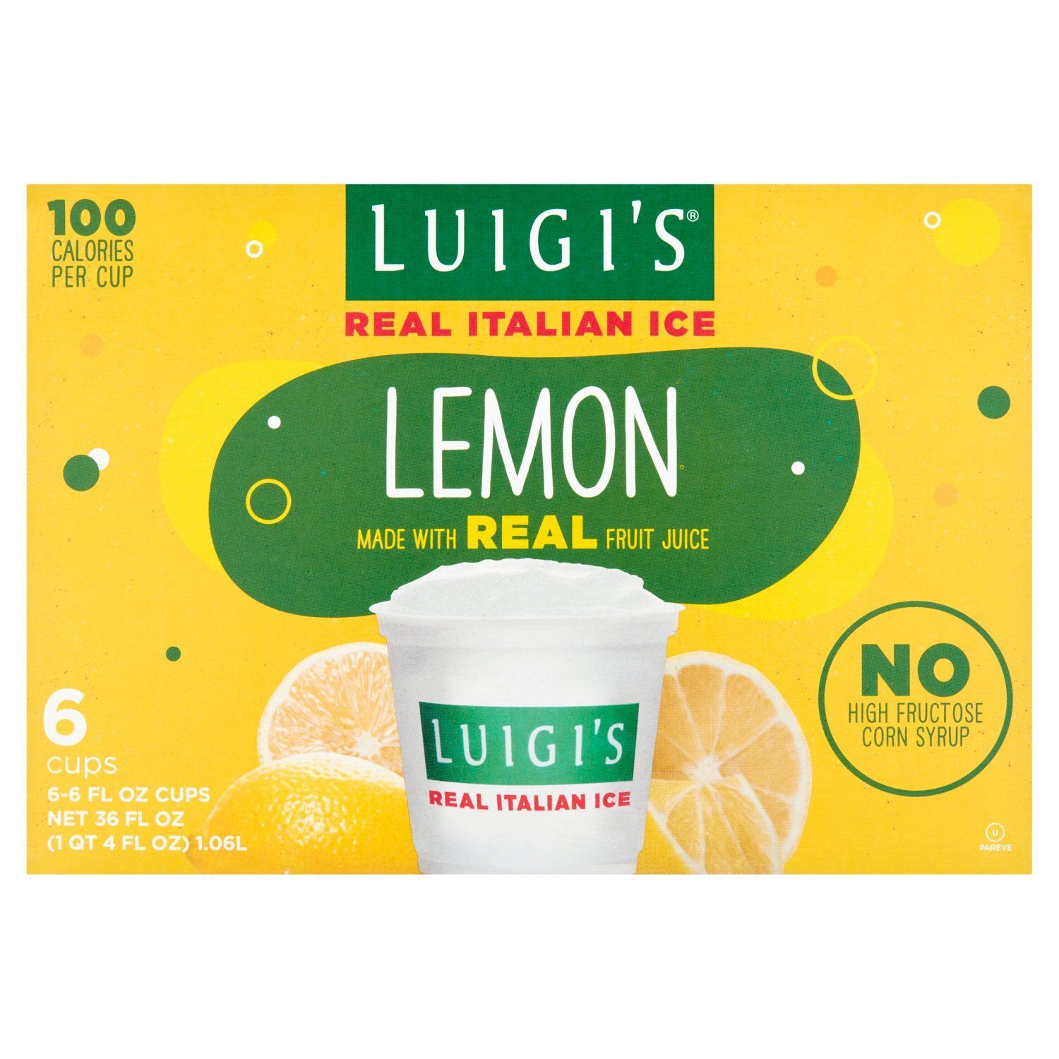 Luigi&#39;s Lemon Real Italian Ice, 6 fl oz, 6 count