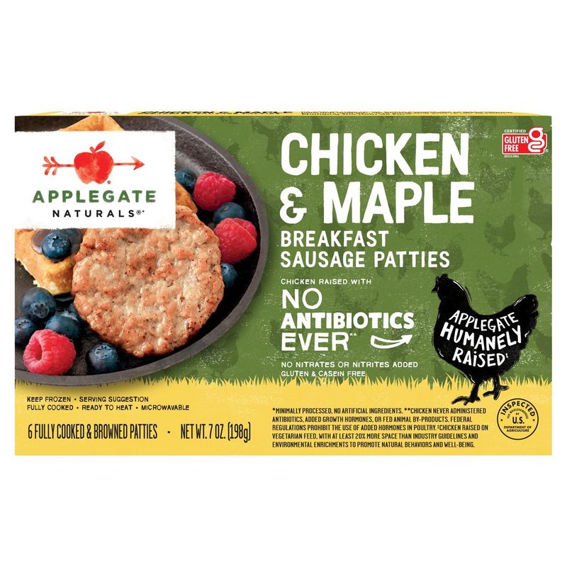 Applegate Naturals Chicken &amp; Maple Breakfast Sausage Patties, 6 count, 7 oz