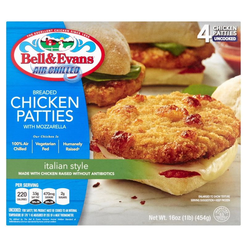 Bell &amp; Evans Breaded Chicken Patties with Mozzarella, 16 oz
