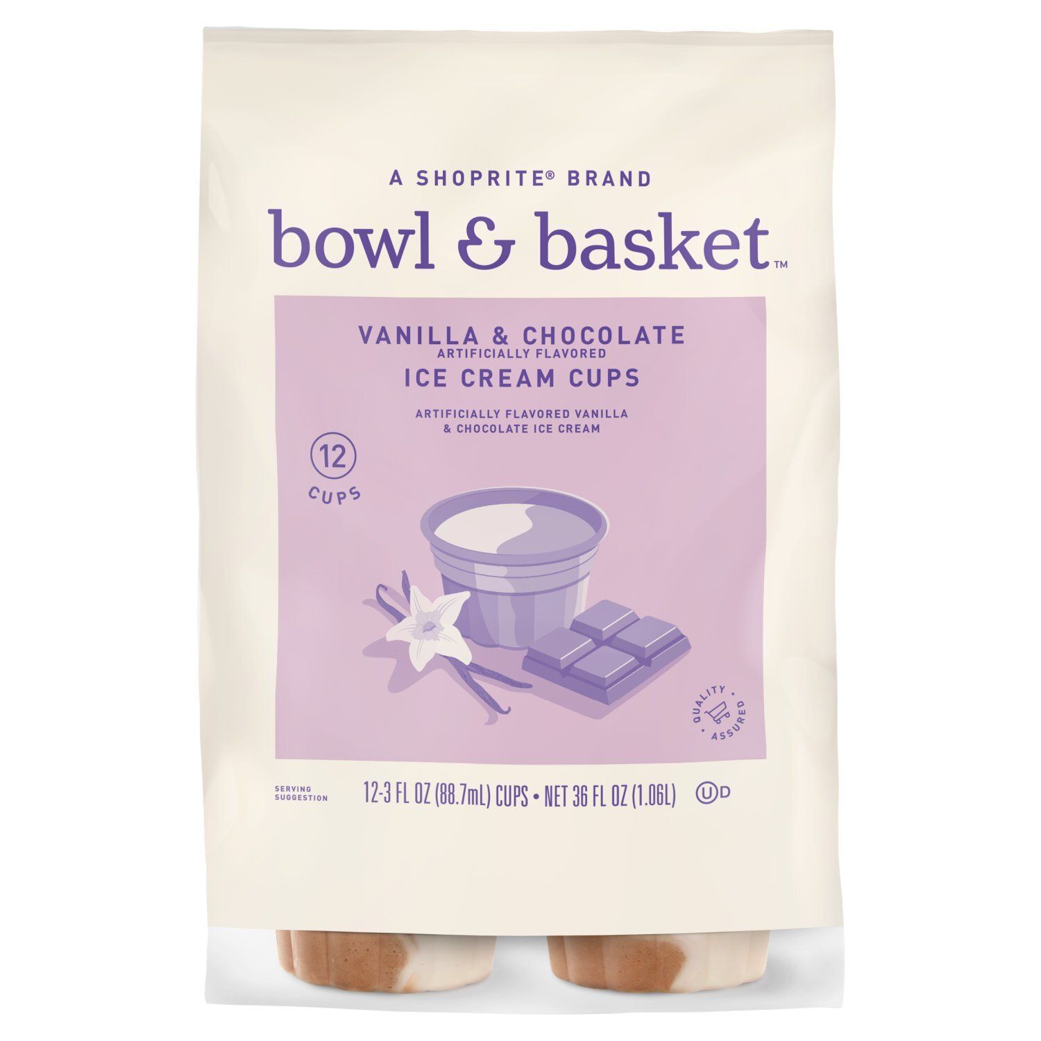 Bowl &amp; Basket Vanilla &amp; Chocolate Ice Cream Cups, 3 fl oz, 12 count