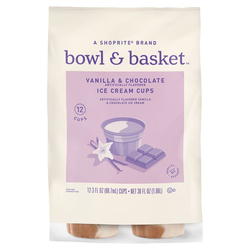 Bowl &amp; Basket Vanilla &amp; Chocolate Ice Cream Cups, 3 fl oz, 12 count