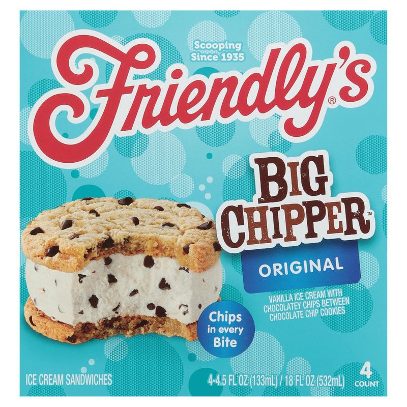 Friendly&#39;s Big Chipper Original Ice Cream Sandwiches, 4.5 fl oz, 4 count