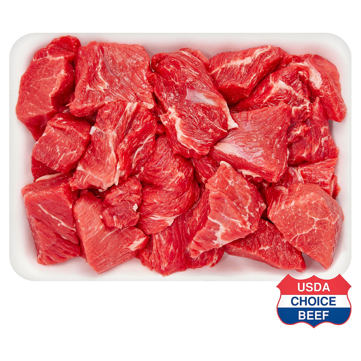 USDA Choice Beef Chuck Stew, Boneless, Family Pack, Average Weight 3 lb Pack