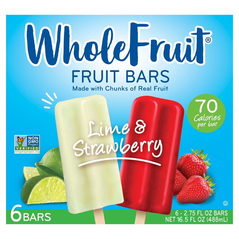 Whole Fruit Lime &amp; Strawberry Fruit Bars, 2.75 fl oz, 6 count