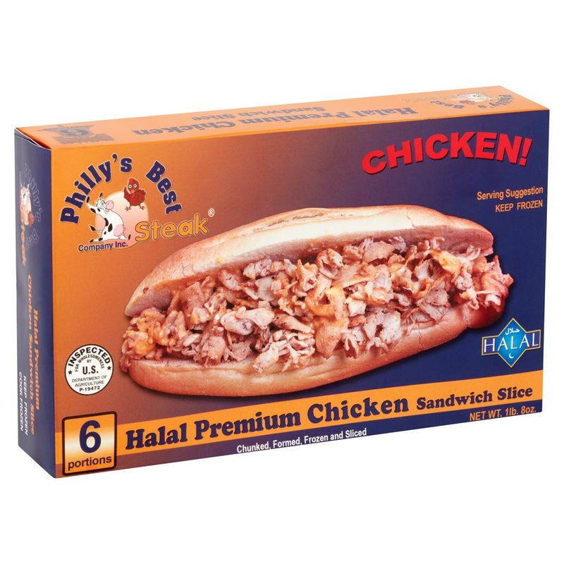 Philly's Best Steak Halal Premium Chicken Sandwich Slice, 6 count, 1 lb 8 oz