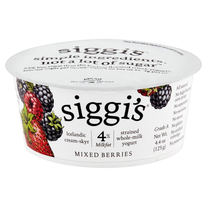 Siggi's Mixed Berries Strained Whole-Milk Yogurt, 4.4 oz