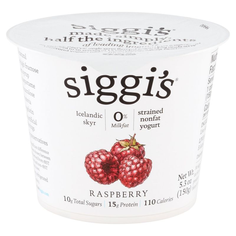 Siggi's Raspberry Strained Nonfat Yogurt, 5.3 oz