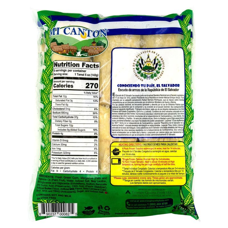 Mi Canton Salvadoran Green Corn Tamales, 6 count, 30 oz
