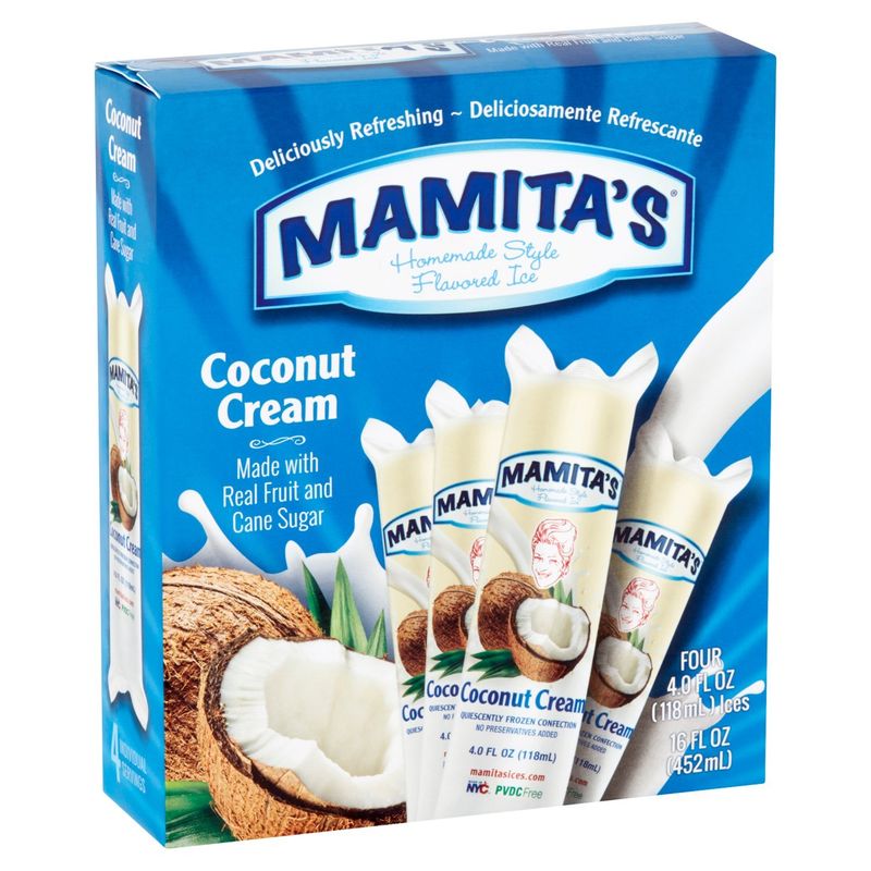 Mamita's Coconut Cream Homemade Style Flavored Ice, 4.0 fl oz, 4 count
