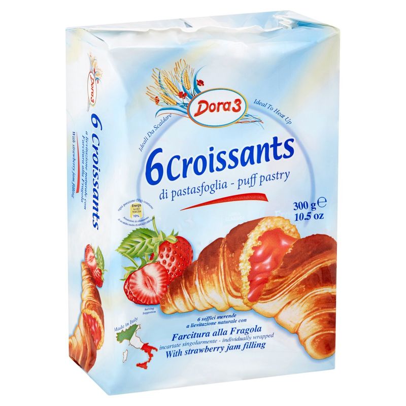 Dora3 Puff Pastry Croissants with Strawberry Jam Filling, 6 count, 10.5 oz