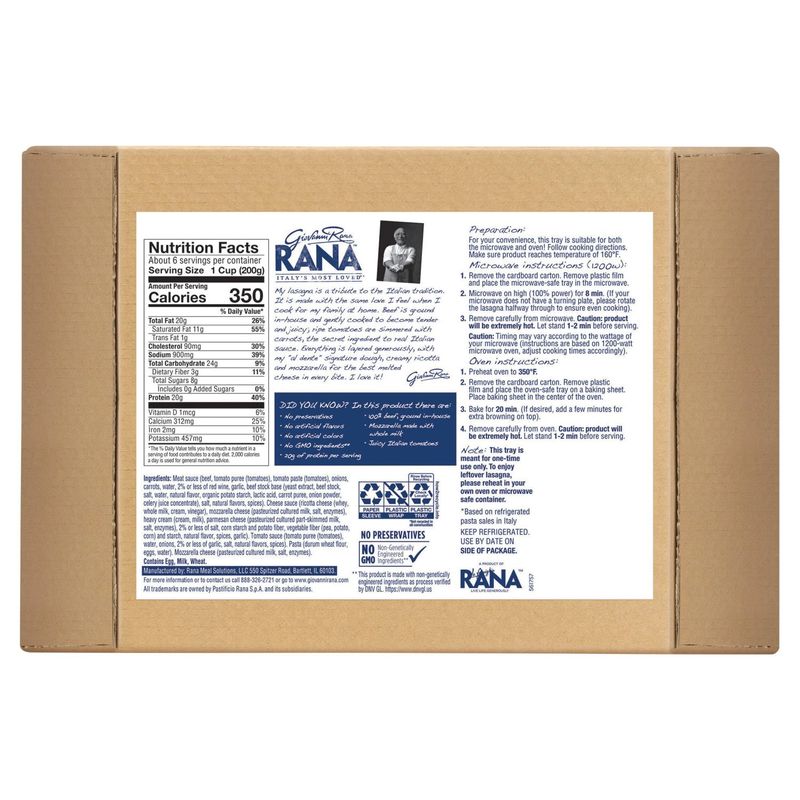Giovanni Rana Meat Lasagna Family Size, 40 oz