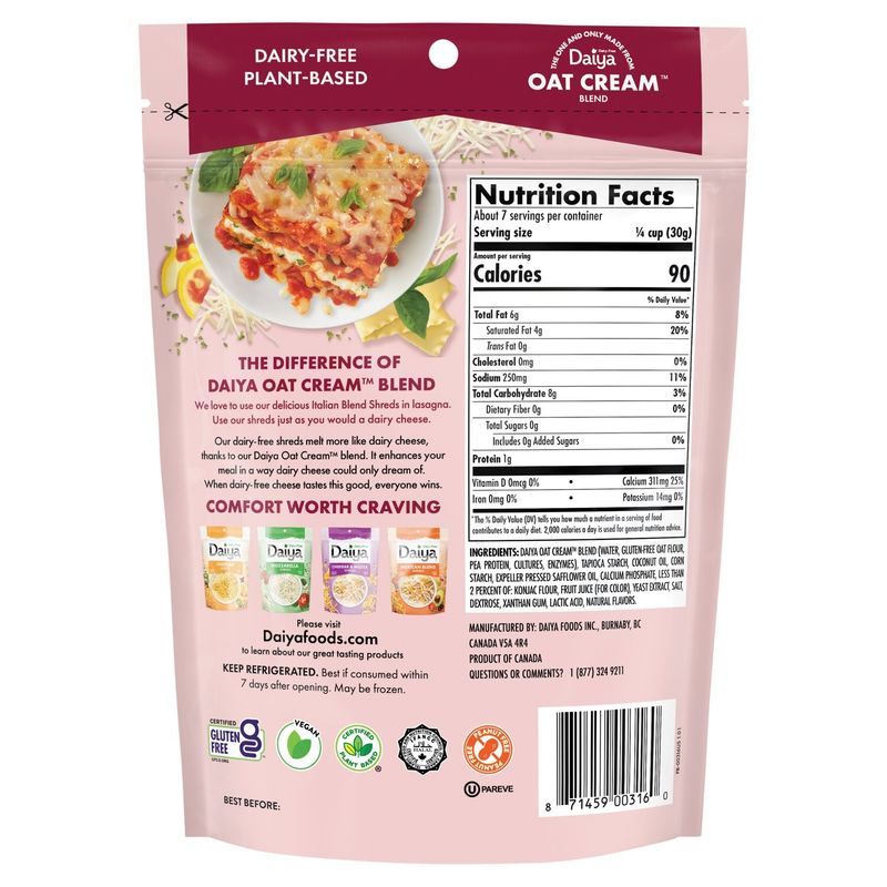 Daiya Dairy-Free Italian Blend Shreds, 7.1 oz
