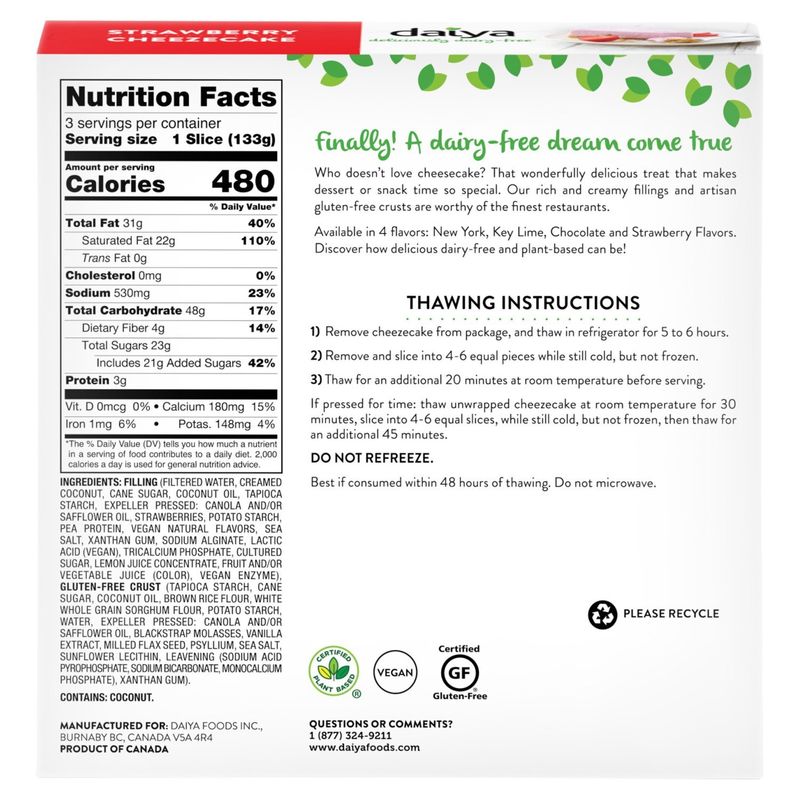 Daiya Strawberry Cheezecake, 14.1 oz