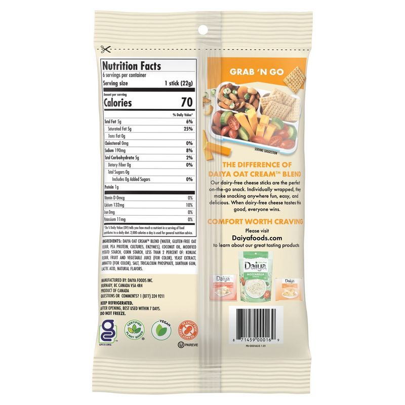 Daiya Dairy-Free Cheddar Sticks, 0.77 oz, 6 count