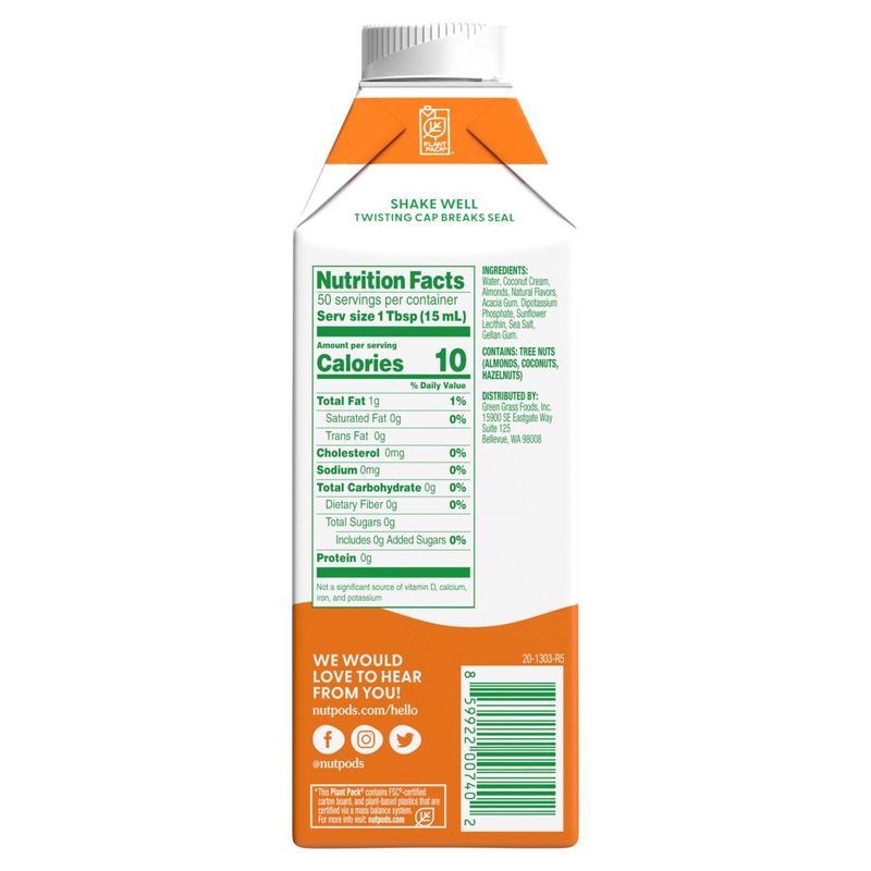 Nutpods Hazelnut Almond + Coconut Creamer, 25.4 fl oz