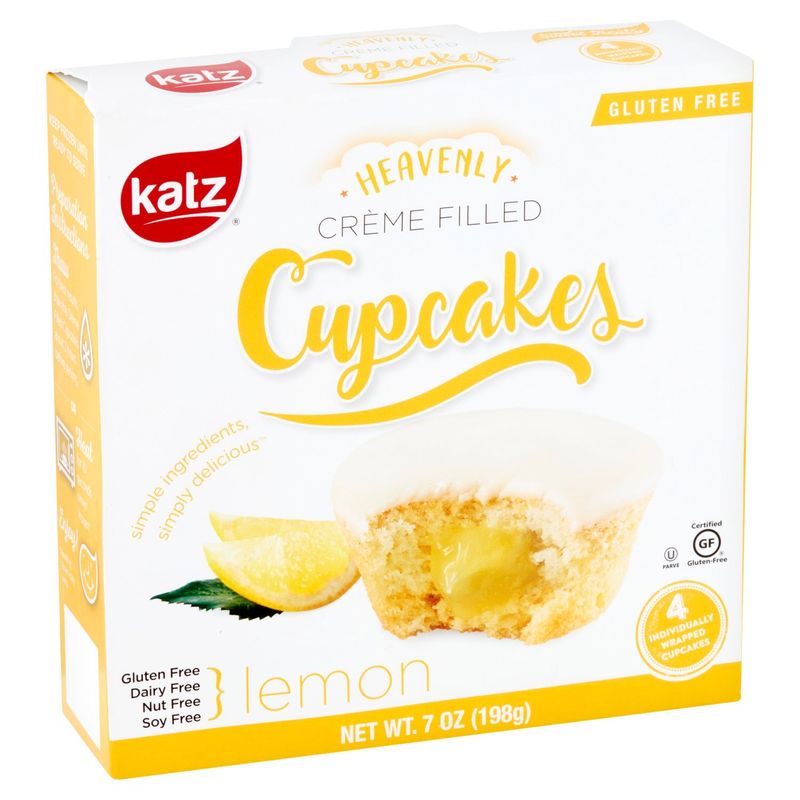Katz Gluten Free Heavenly Crème Filled Lemon Cupcakes, 4 count, 7 oz