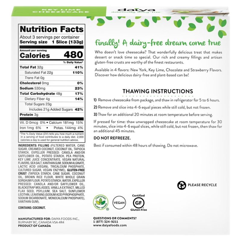 Daiya Key Lime Cheezecake, 14.1 oz