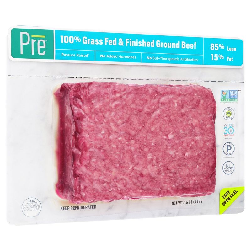 Pre 85% Lean 15% Fat 100% Grass Fed &amp; Finished Ground Beef, 16 oz