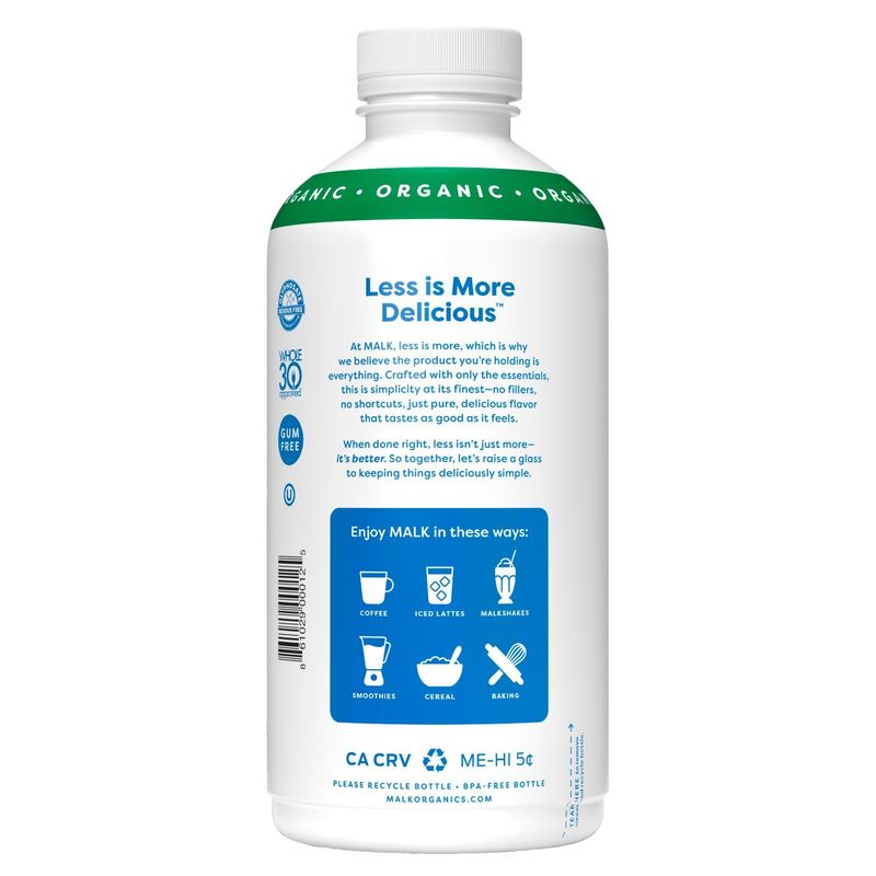 Malk Organic Vanilla Almond Milk, 28 fl oz