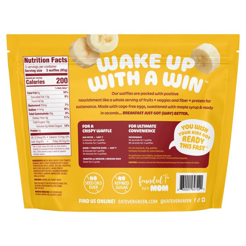 Evergreen Peanut Butter Banana Bread Mini Waffles, 9 count, 9 oz