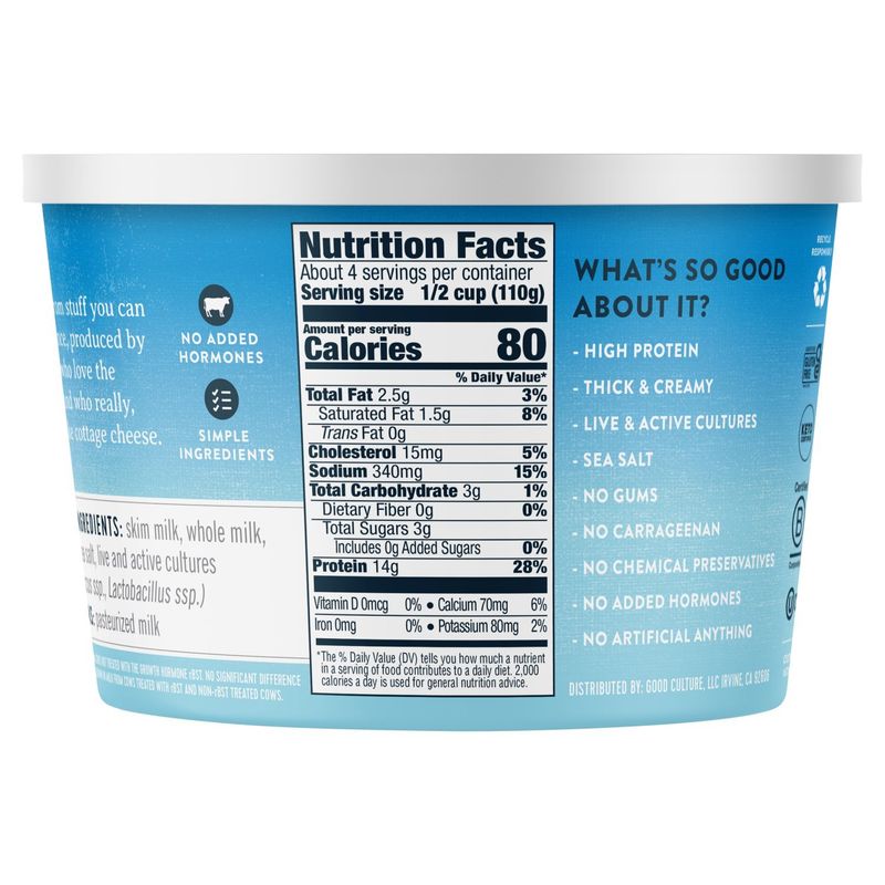 Good Culture Simply Whole Milk Classic Cottage Cheese, 16 oz