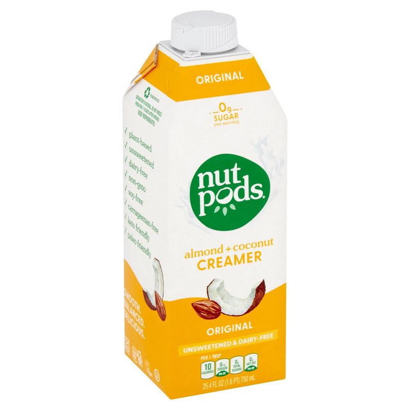 nutpods Original Unsweetened Almond + Coconut Dairy-Free Coffee Creamer, 25.4 fl oz