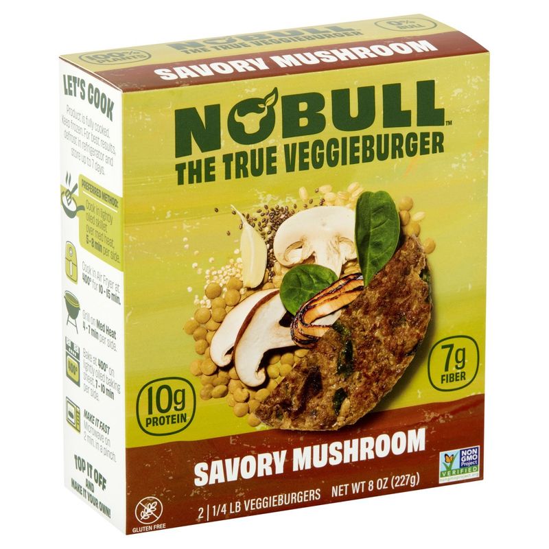 NoBull Savory Mushroom Veggieburgers, 1/4 lb, 2 count