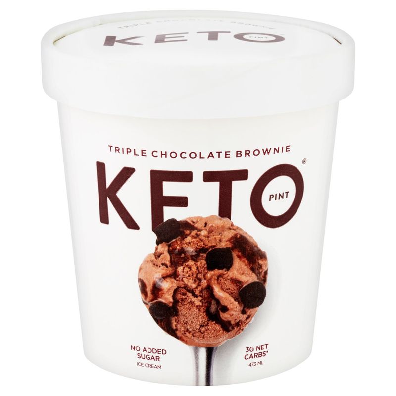Keto Pint Triple Chocolate Brownie Zero Added Sugar Ice Cream, 1 pint