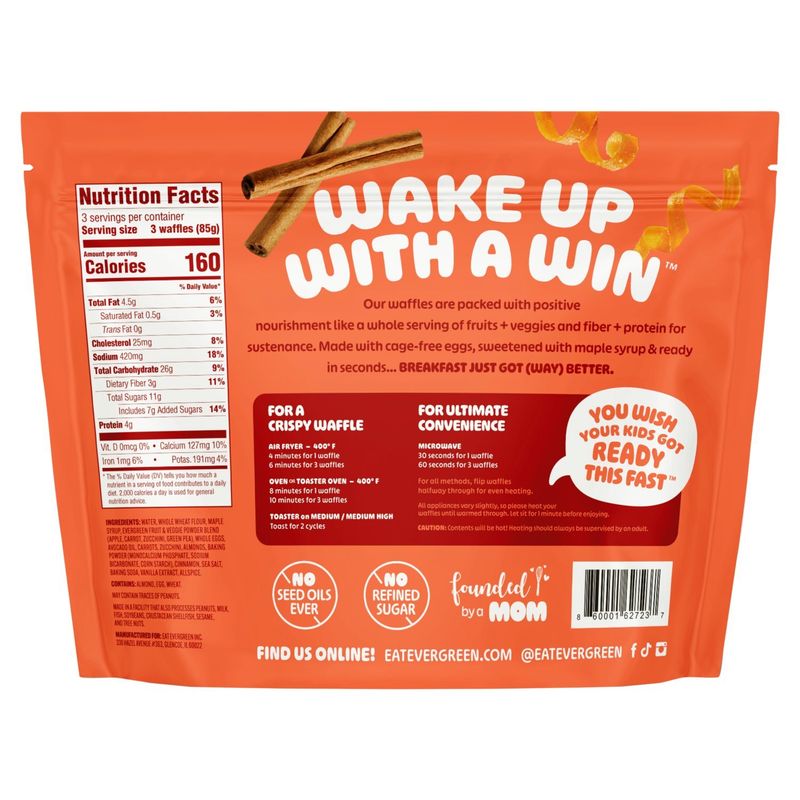 Evergreen Zucchini Carrot Cake Mini Waffles, 9 count, 9 oz
