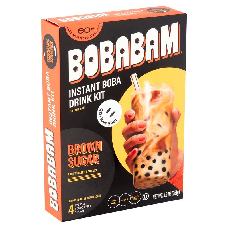 Bobabam Brown Sugar Instant Boba Drink Kit, 4 count, 9.2 oz