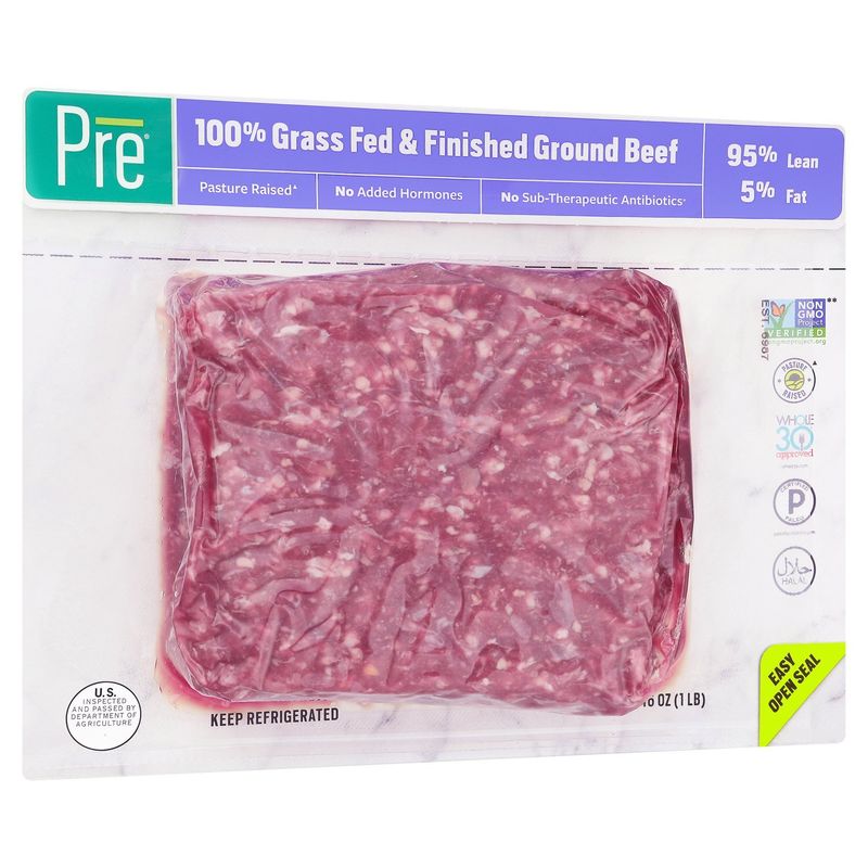 Pre 95% Lean 5% Fat 100% Grass Fed &amp; Finished Ground Beef, 16 oz